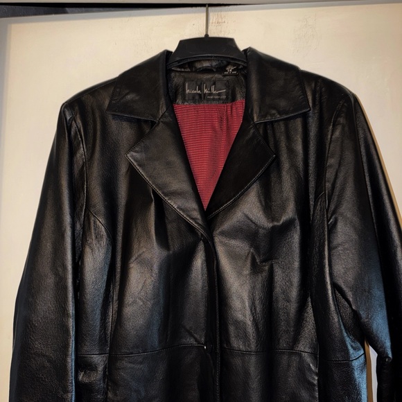 Nicole Miller New York  Black Leather Jacket EUC 1X - Picture 2 of 8